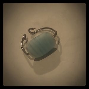 Simply matte baby blue and white silver ring